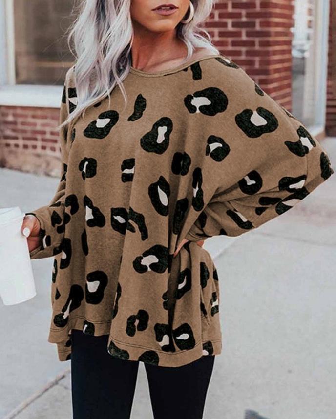 Oversized Leopard Print Top