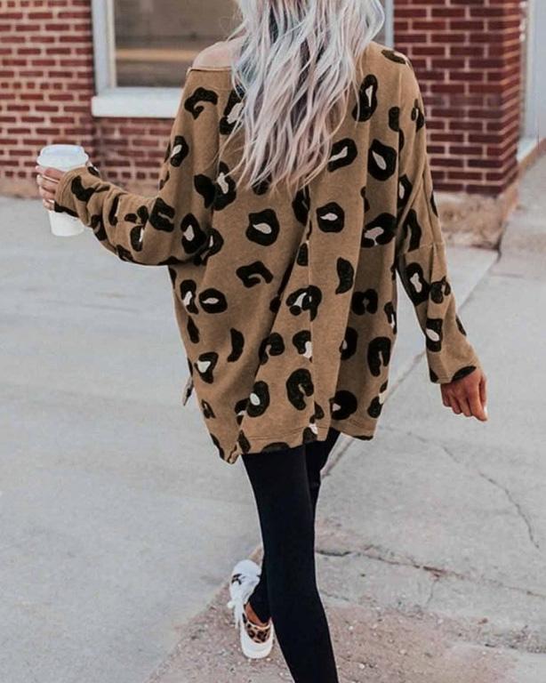 Oversized Leopard Print Top