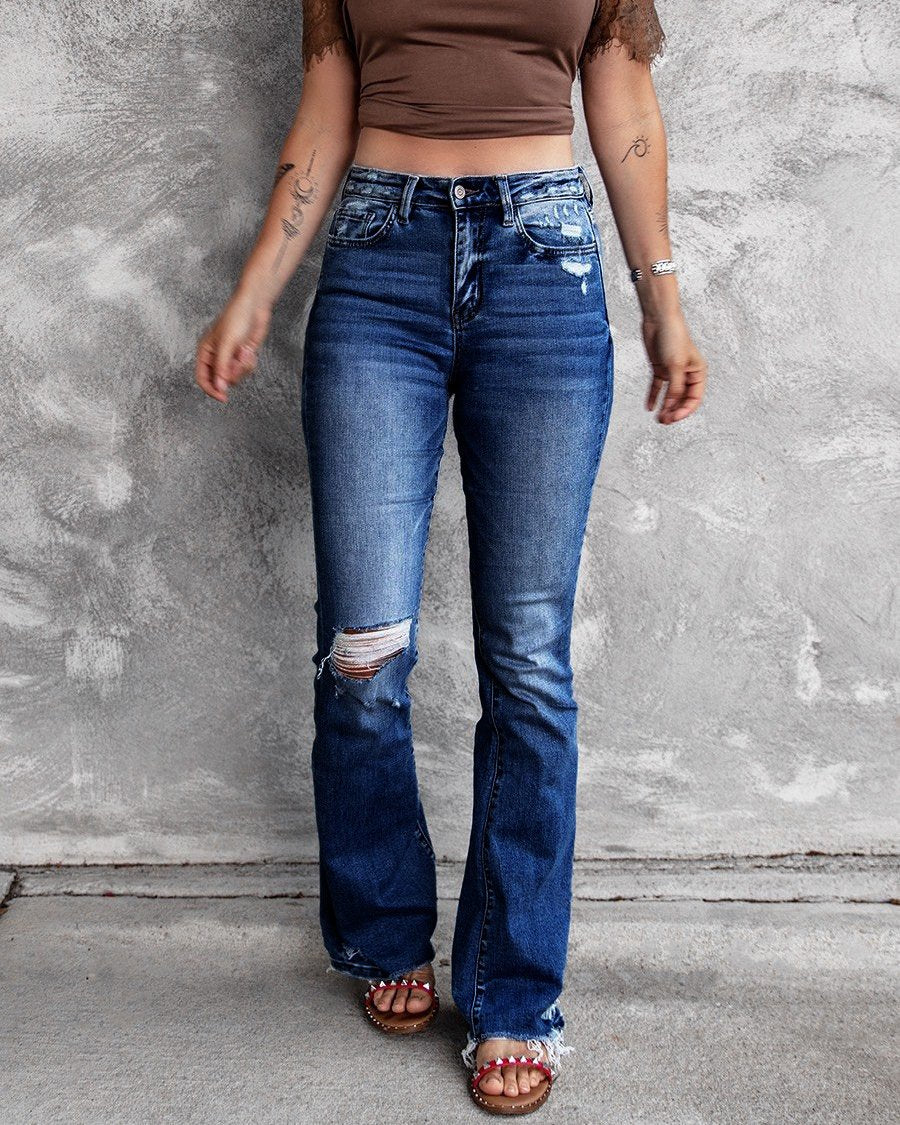 High-Waist Slim Fit Flare Jeans