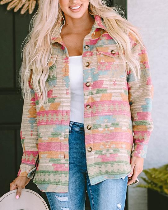 Printed Single-breasted Casual Jacket