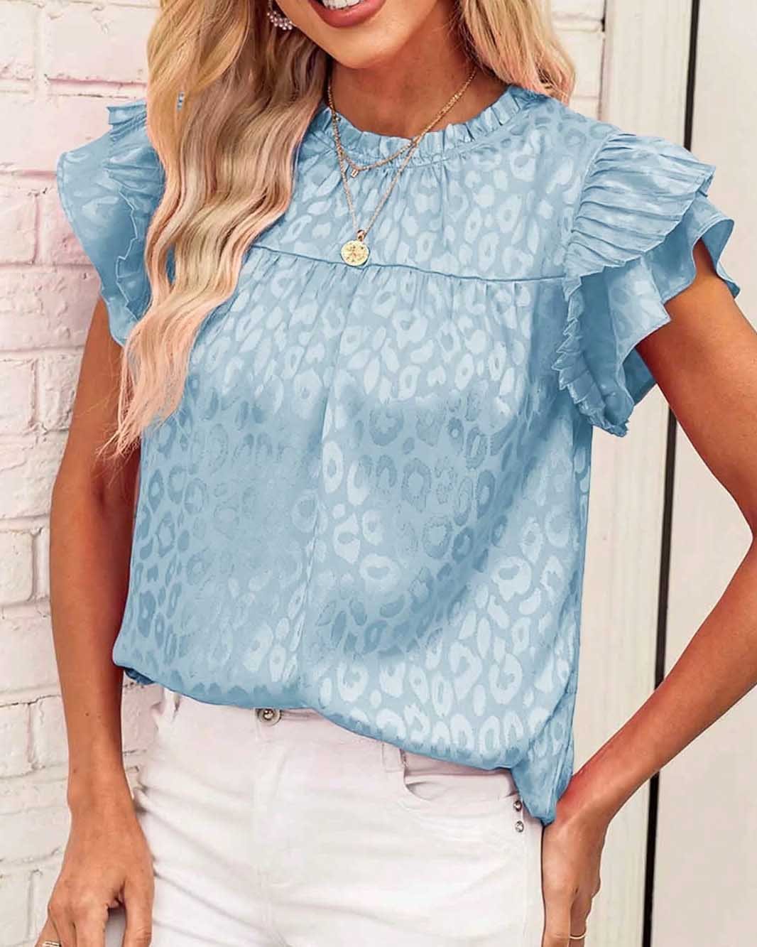 Ruffle Sleeve Leopard Top