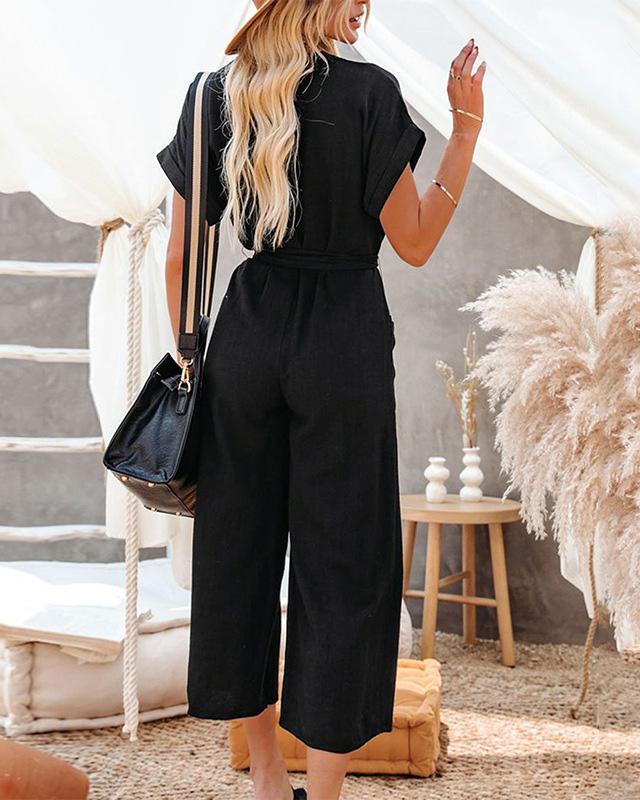 SOLID COLOR WAIST SLIMMING ROMPER