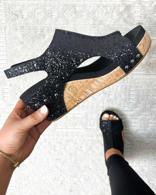 MID HEEL GLITTER SANDALS