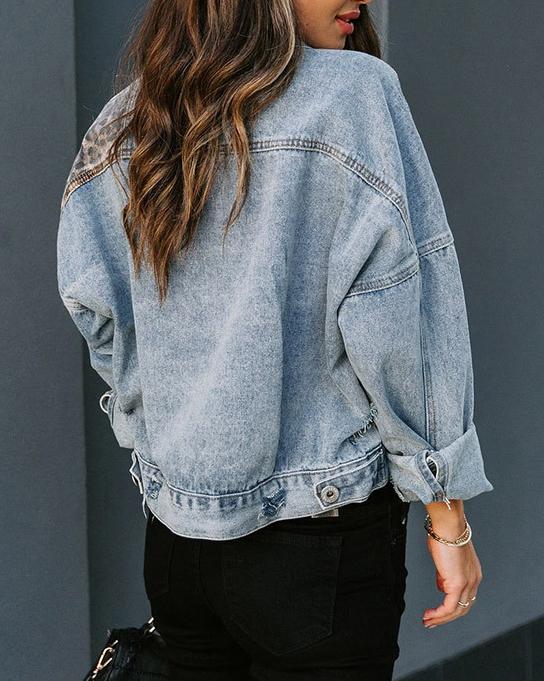 Leopard-Print  Denim Top