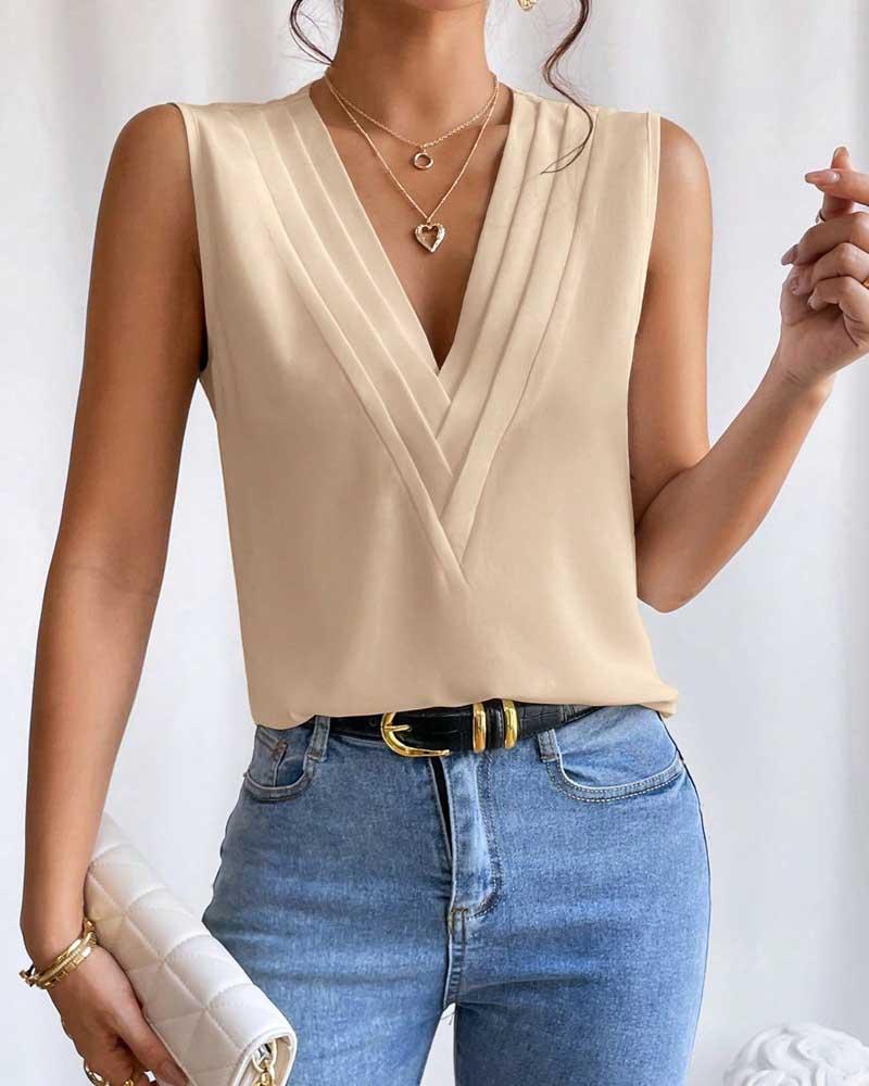 V Neck Sleeveless Top