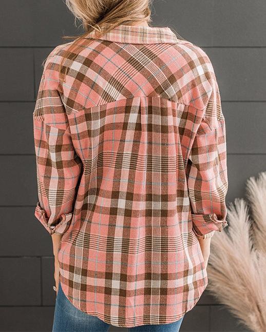 Plaids Loose Long Sleeve Shirt