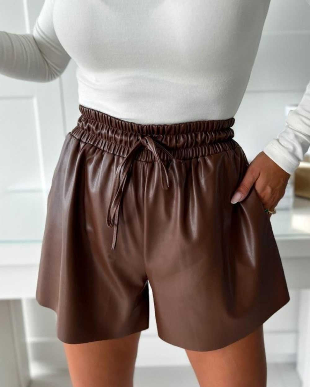 Drawstring High Rise Shorts