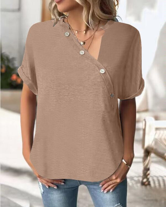 Solid Color Button Top（5 Colors）