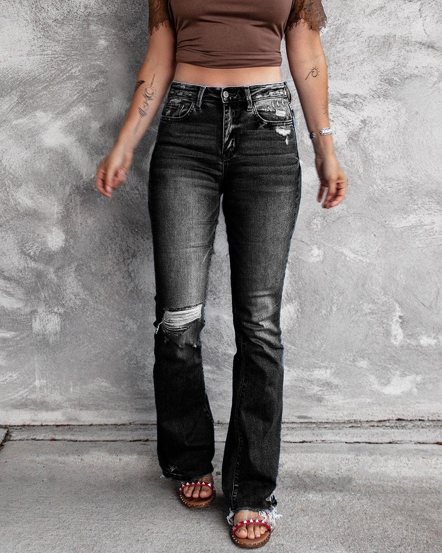 High-Waist Slim Fit Flare Jeans