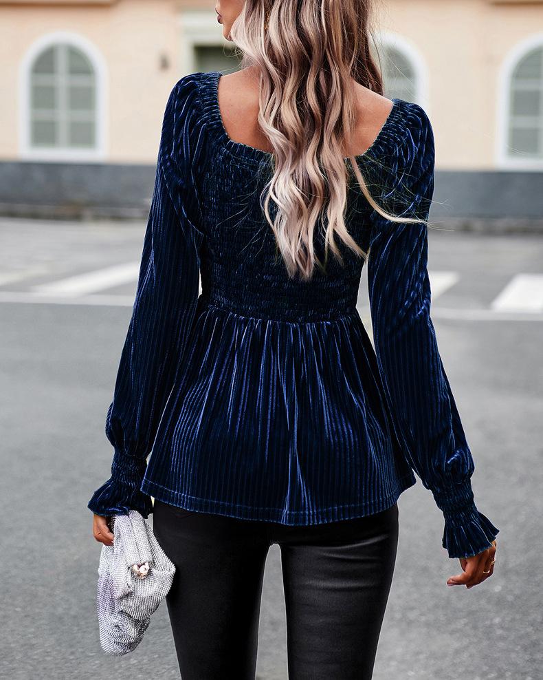 Pleuche Puff Sleeves Top