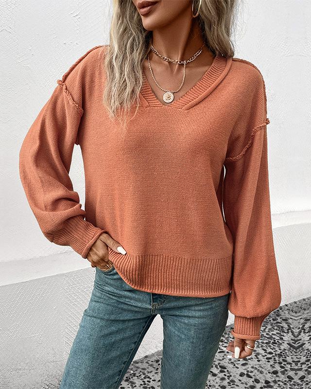 Solid V Neck Sweater