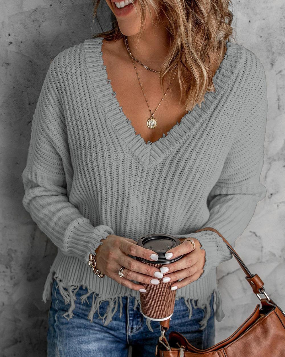 Tassel V Neck Sweater