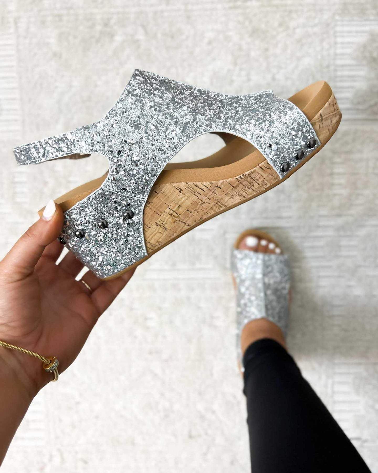 MID HEEL GLITTER SANDALS