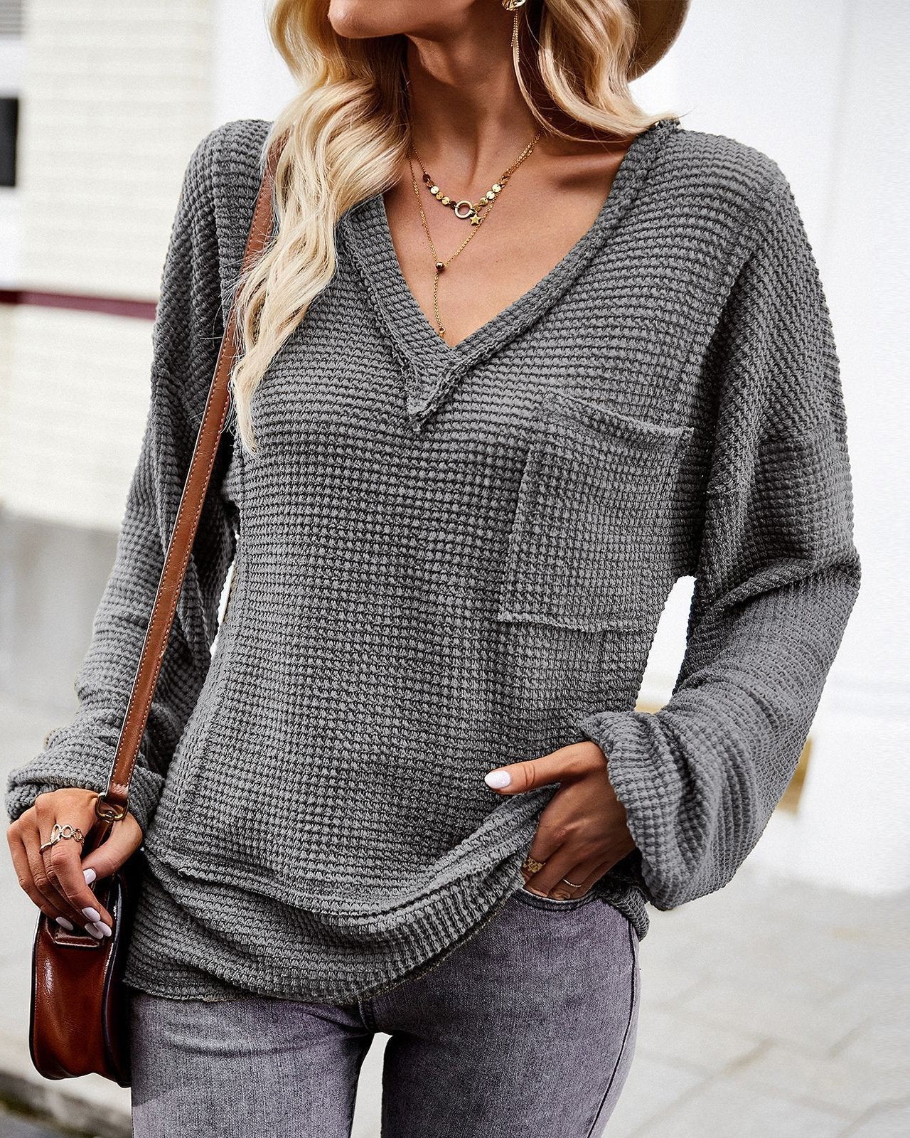 V Neck Long Sleeve Top