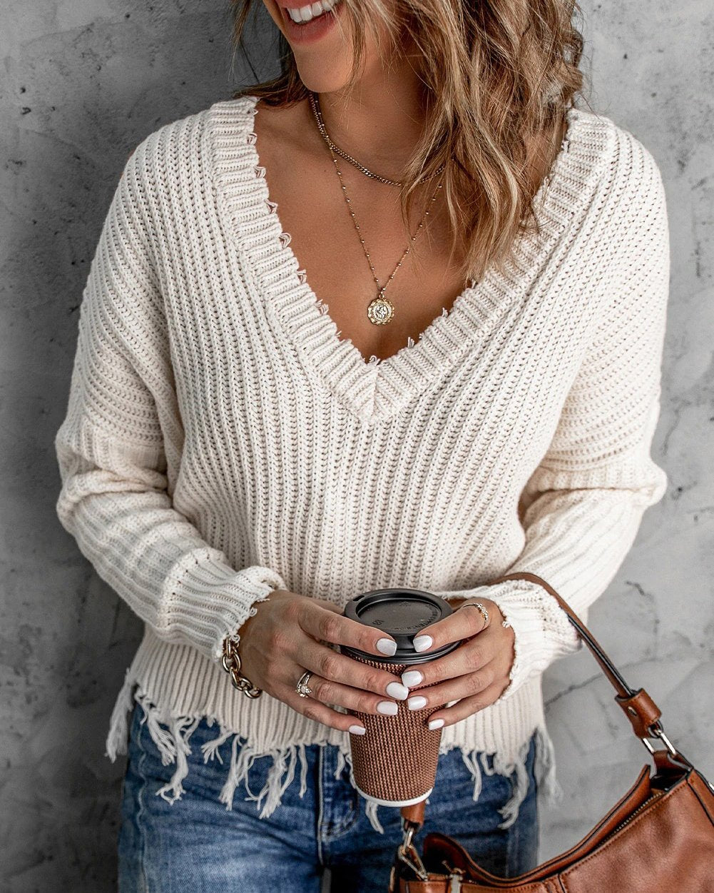 Tassel V Neck Sweater