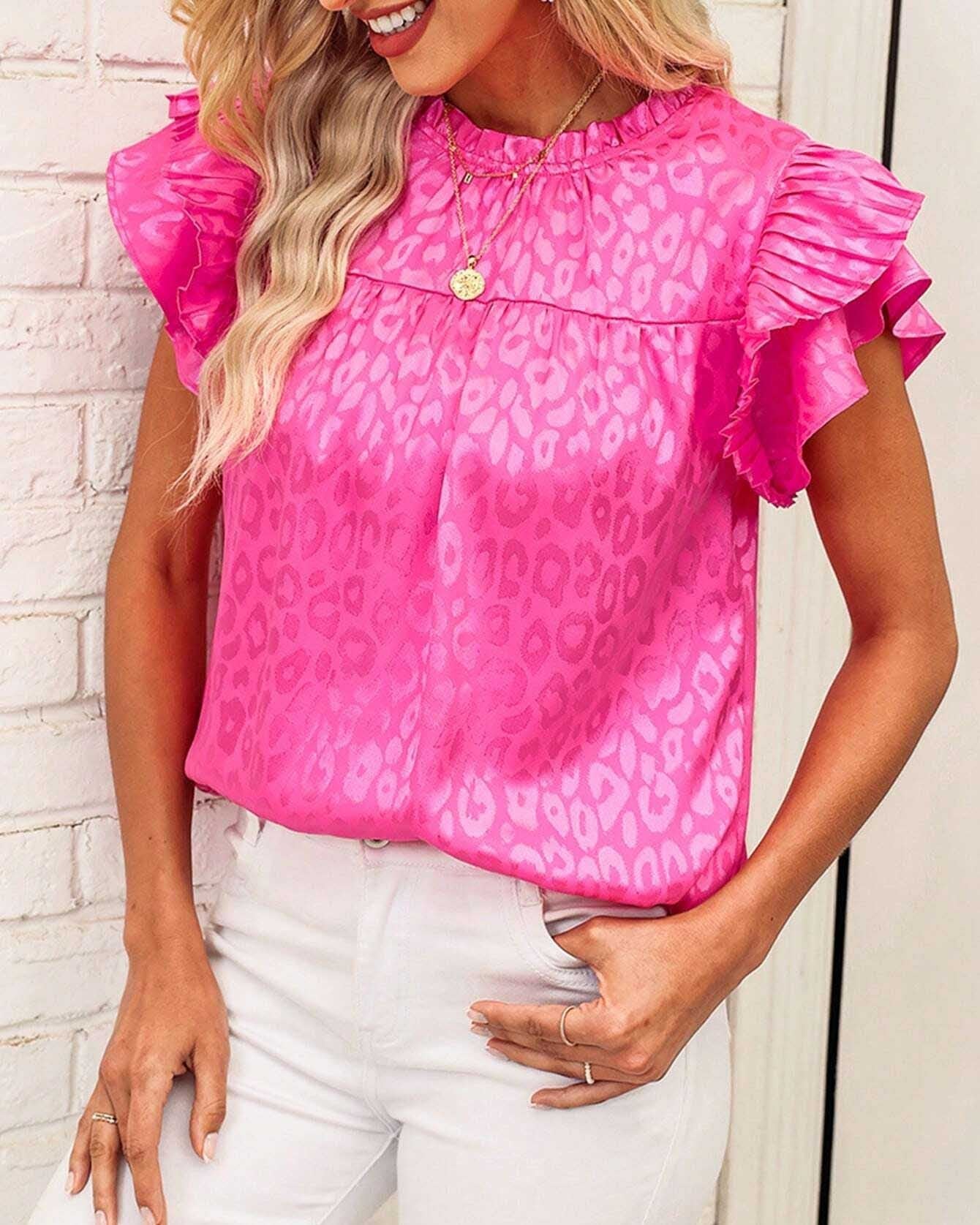 Ruffle Sleeve Leopard Top