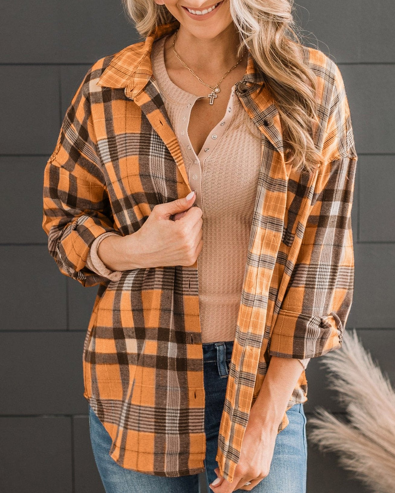 Plaids Loose Long Sleeve Shirt