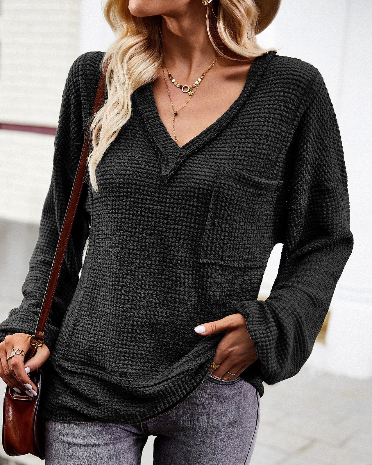 V Neck Long Sleeve Top