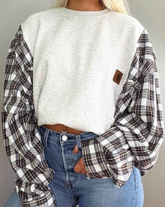 Plaid Colorblock Sweatshirt