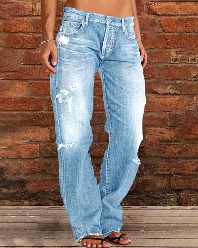 Wash Distressed Jeans