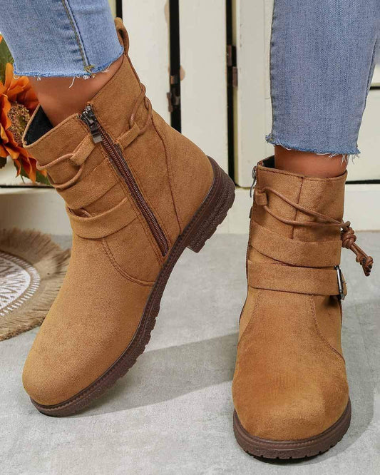 Faux Suede Zipper Boots