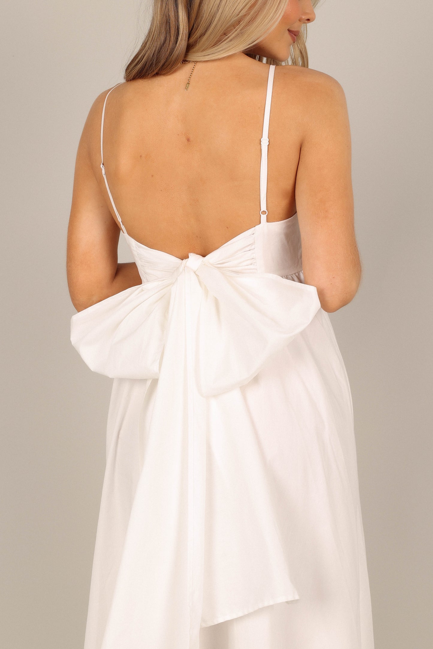 Alice Bow Back Midi Dress - White