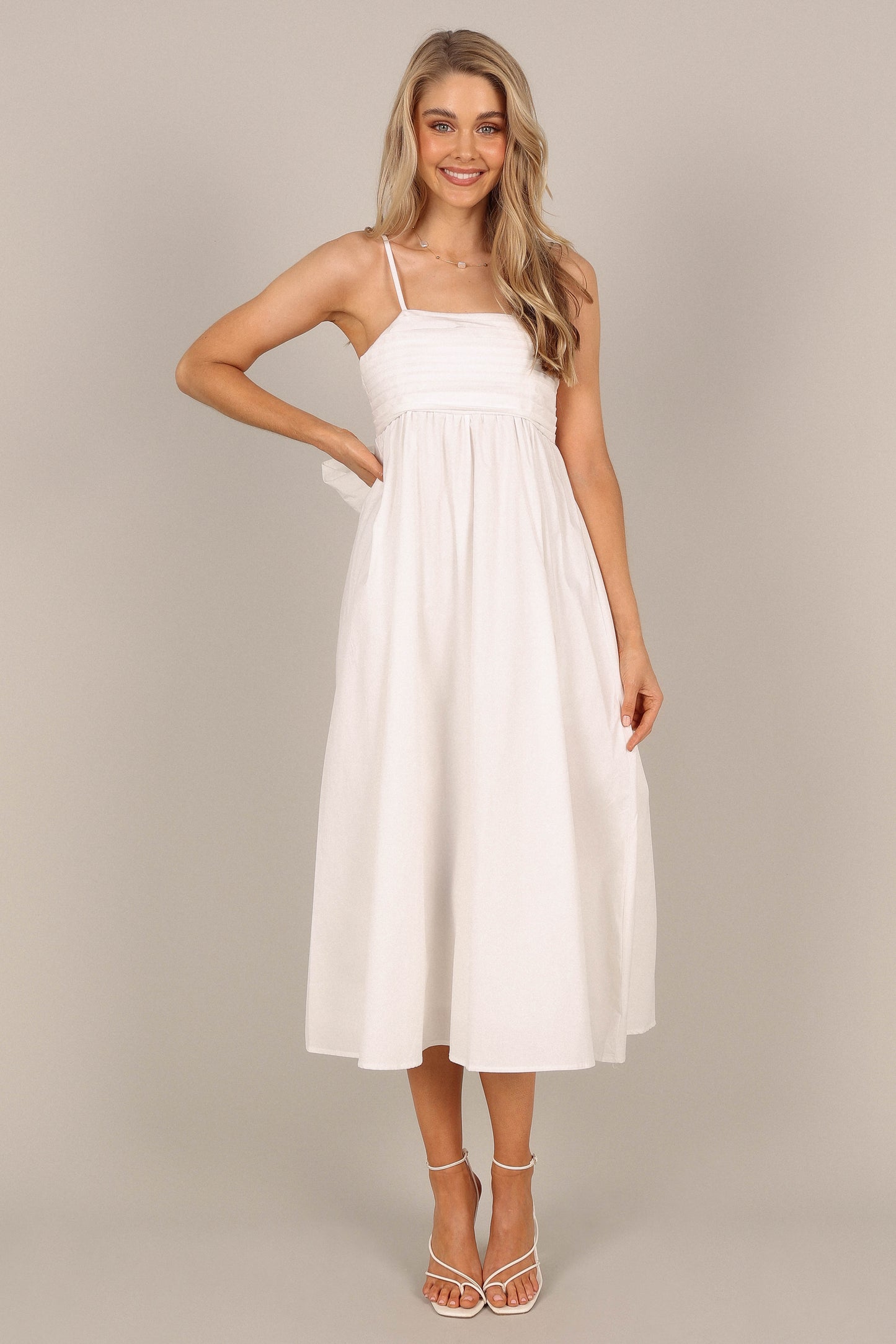 Alice Bow Back Midi Dress - White