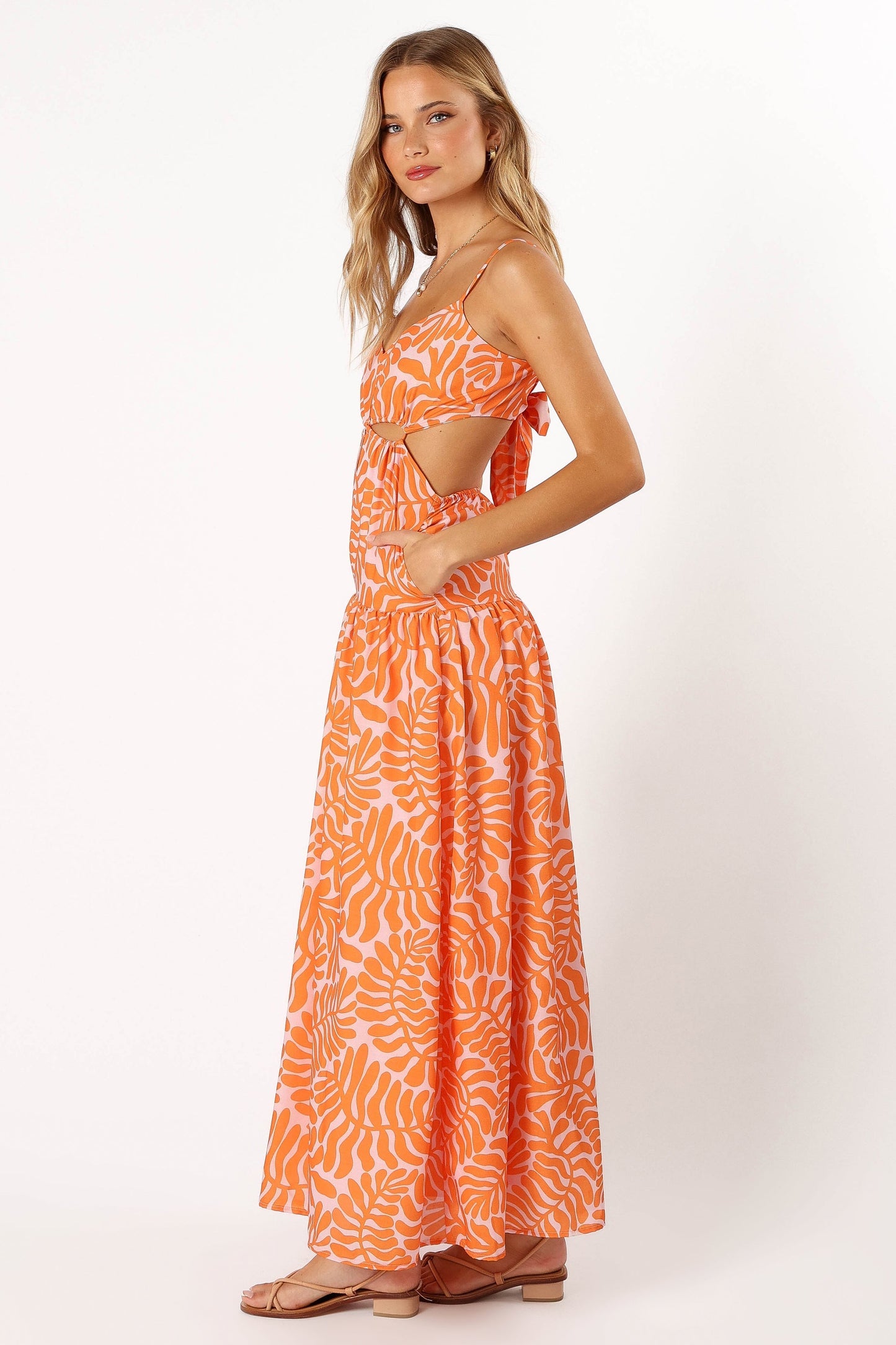 Dalton Cut Out Maxi Dress - Orange Print