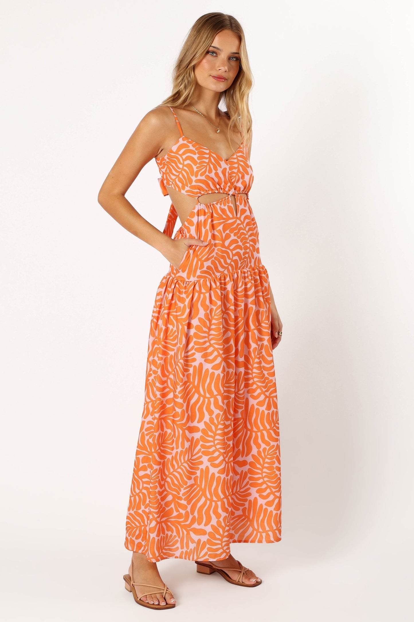 Dalton Cut Out Maxi Dress - Orange Print