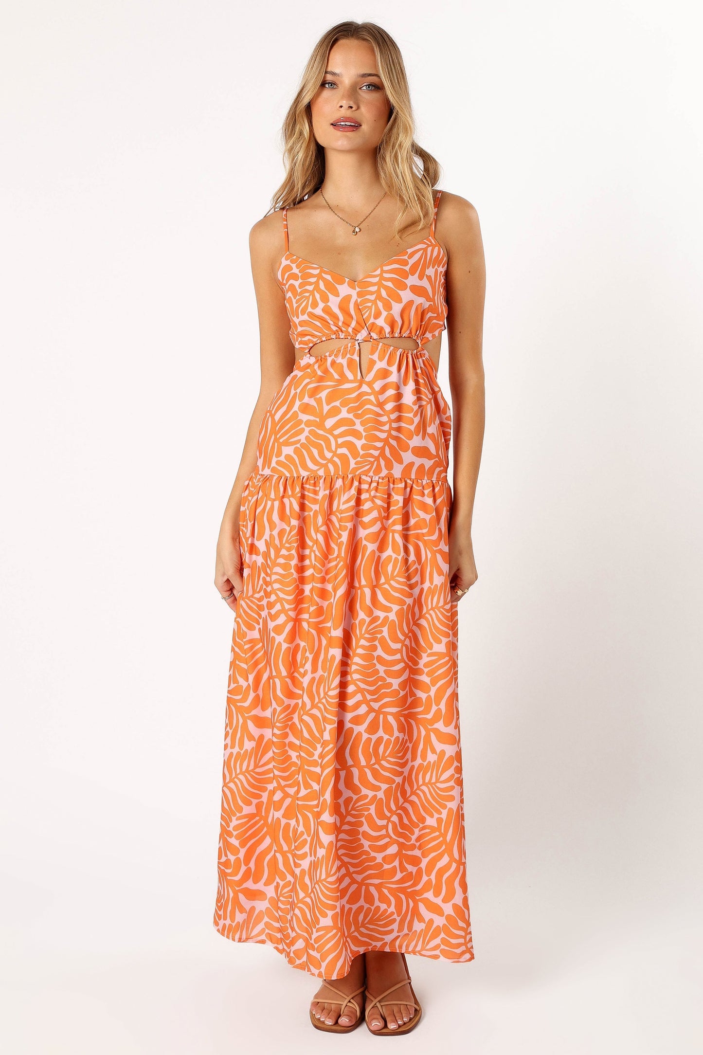 Dalton Cut Out Maxi Dress - Orange Print