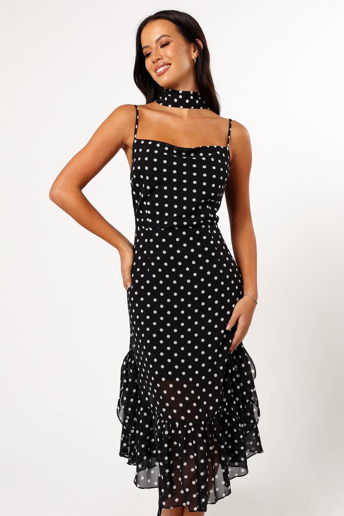 Francesca Midi Dress - Black Polka Dot