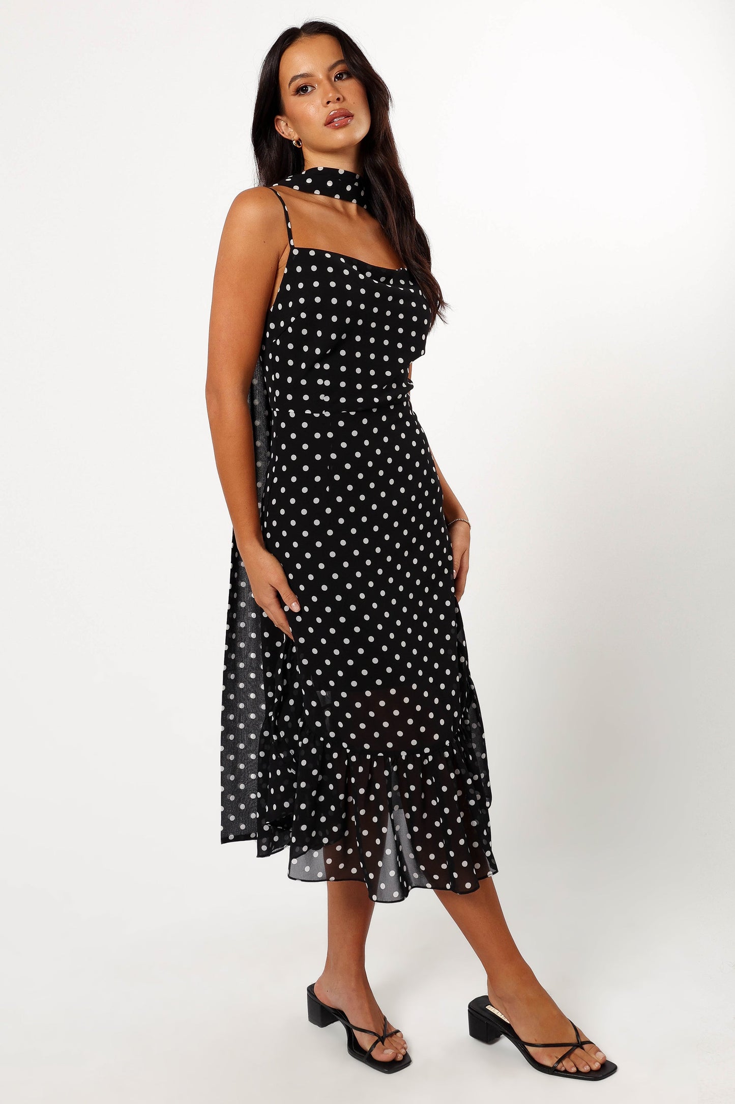 Francesca Midi Dress - Black Polka Dot