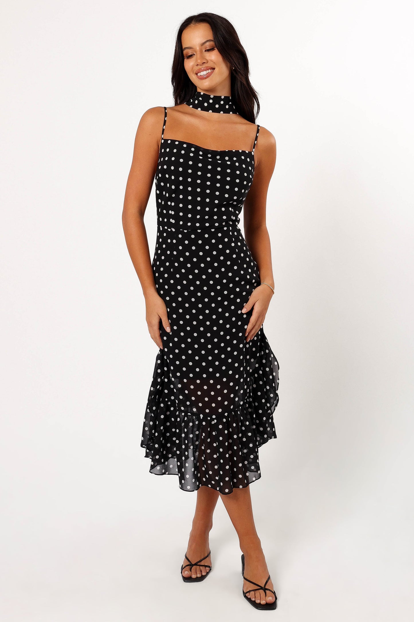 Francesca Midi Dress - Black Polka Dot