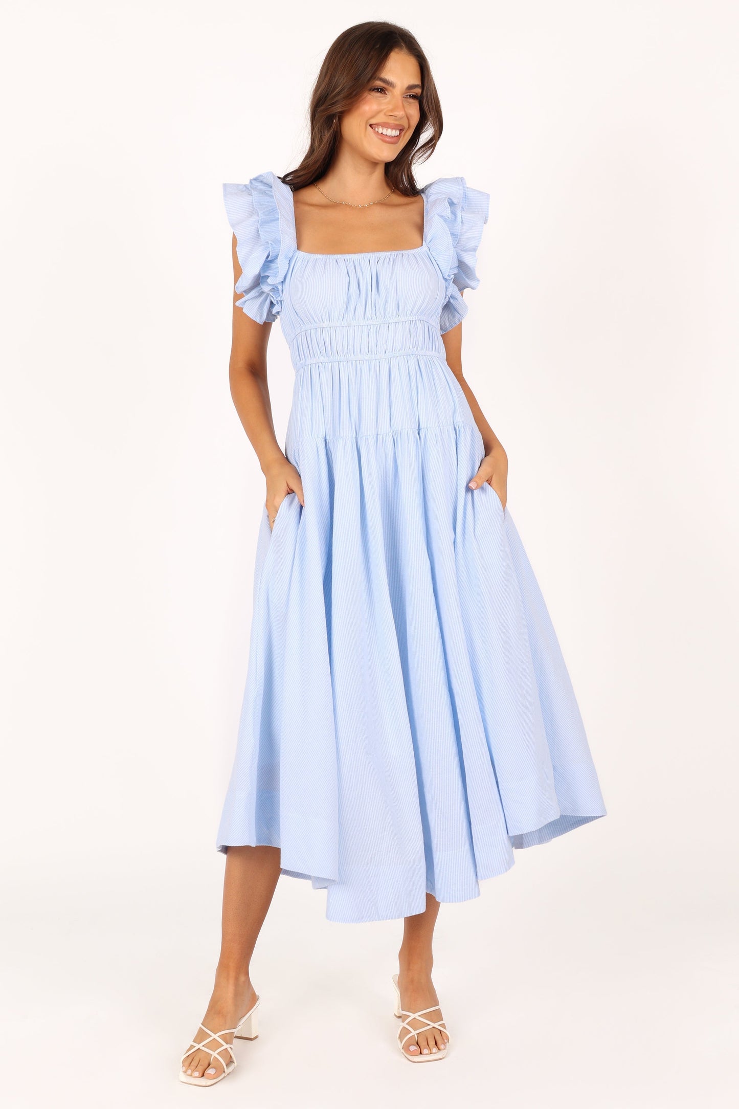 Linda Midi Dress - Blue Stripe