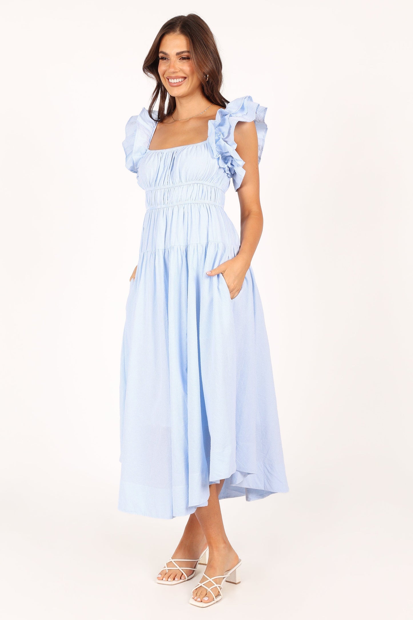 Linda Midi Dress - Blue Stripe