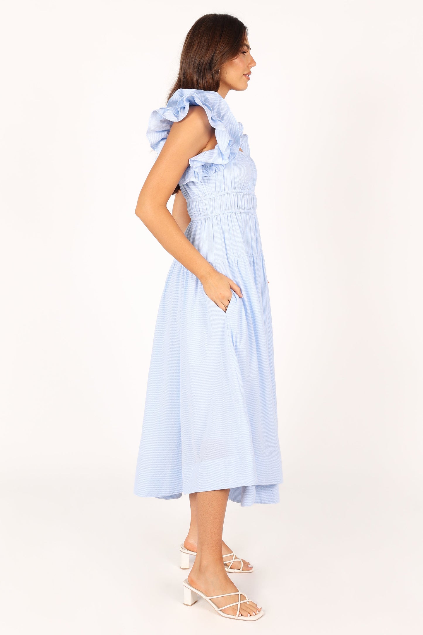 Linda Midi Dress - Blue Stripe