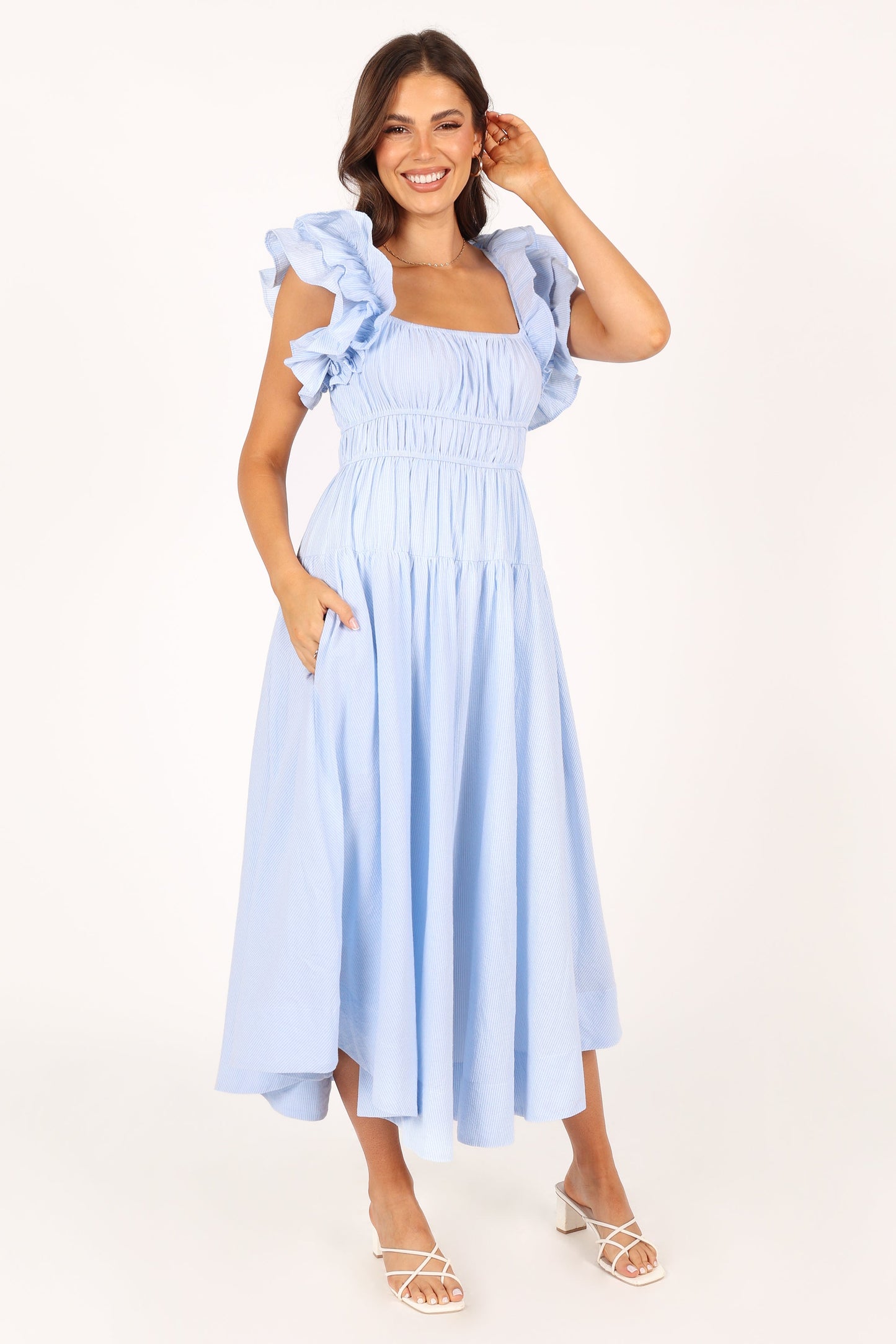 Linda Midi Dress - Blue Stripe